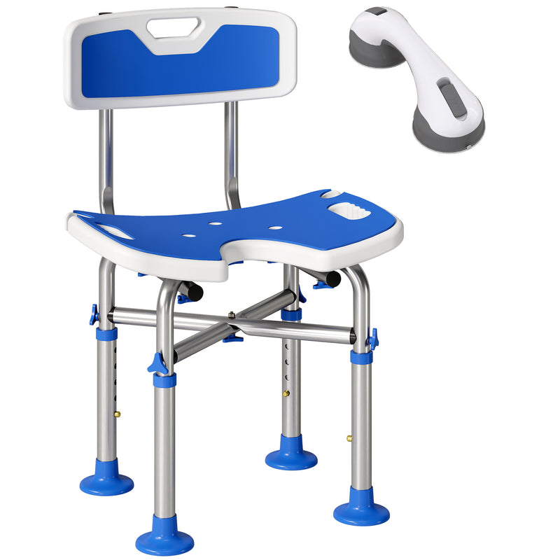 Adjustable Shower Stool With Padded Seat and Non Slip Feet for Safer Bathing White AOSOM