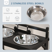 Adjustable Raised Dog Bowls with Stand for All Breeds Promotes Healthy Eating, Black