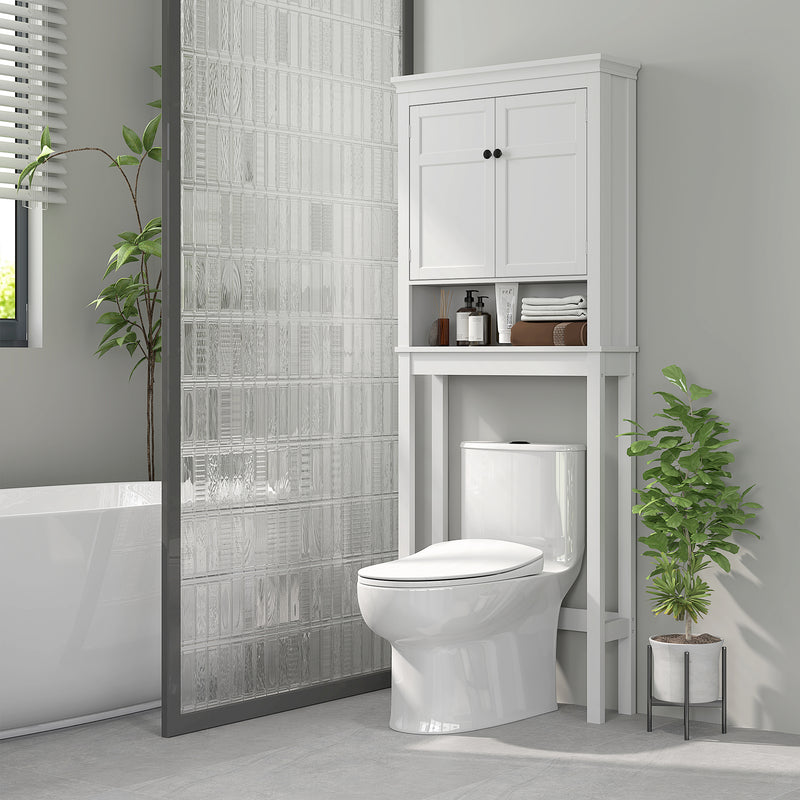 White Over Toilet Storage Cabinet Bathroom Organiser With Shelves by HOMCOM