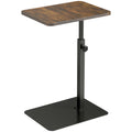Adjustable C Shaped Side Table for Sofa or Bed with Space Saving Design Rustic Brown
