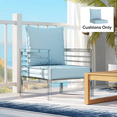 Chair Cushion Set for Indoor or Outdoor Comfort with Removable Covers Light Grey AOSOM