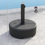 Round Garden Parasol Base Heavy Duty Umbrella Stand Holds Up to 20kg Black by Outsunny