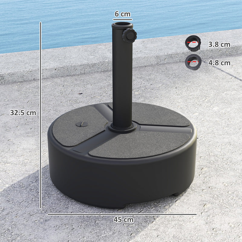 Round Garden Parasol Base Heavy Duty Umbrella Stand Holds Up to 20kg Black by Outsunny