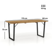 Large Rectangular Garden Table for 6 with Parasol Hole Weather Resistant Wood