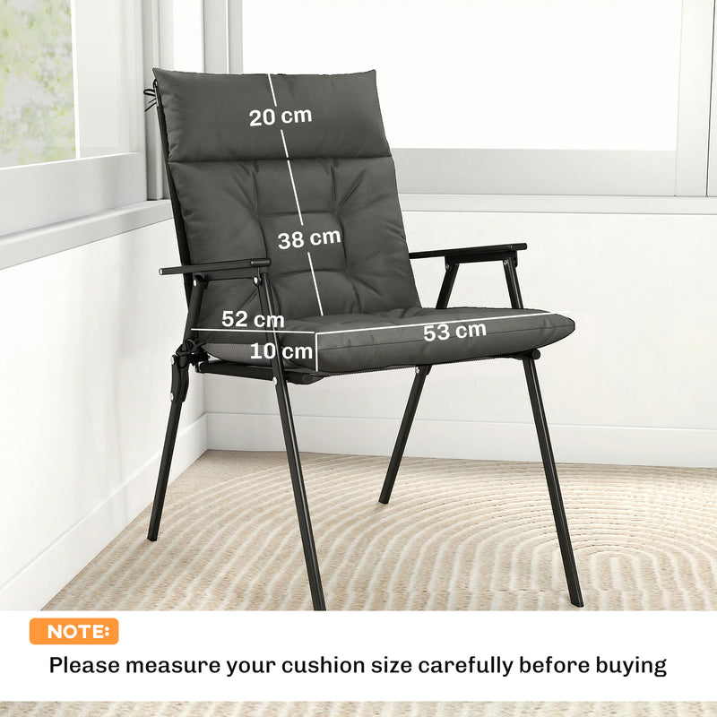 Garden Chair Cushion Set for Outdoor Comfort with Head and Back Support 4 Pack Dark Grey Outsunny