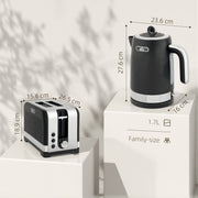 Textured Kettle and Toaster Set With Fast Boil and Wide Slots Ideal for Modern Kitchens Black