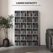 Tall CD Storage Unit with Adjustable Shelves for Living Room or Office Cement Grey