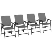 Set of Four Grey Folding Rattan Garden Chairs Lightweight and Durable by Outsunny