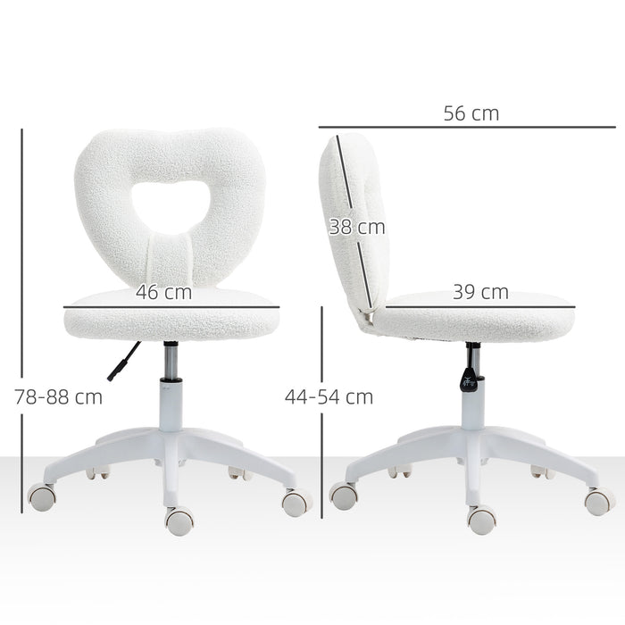 White Teddy Fleece Swivel Office Chair with Adjustable Height by HOMCOM