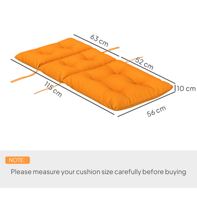 Orange Padded Outdoor Seat Cushion 115 x 56cm by Outsunny