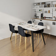 Set of 4 Black Modern Dining Chairs with Backrest and Steel Legs for Kitchen or Dining Room by HOMCOM