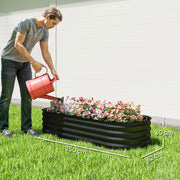 Galvanised Metal Raised Garden Bed For Flowers Herbs And Vegetables With Safety Edging Black AOSOM