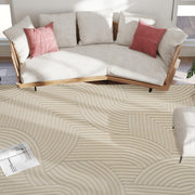 Jacquard Rug with Thick Foam Padding and Non Slip Backing for Busy Homes Cream AOSOM