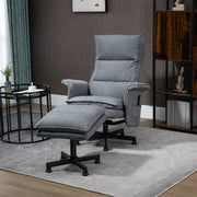 Swivel Recliner Massage Armchair With Footstool And Remote For Home Comfort Grey