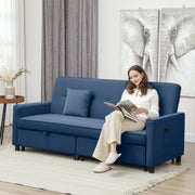 Blue Three Seater Velvet Feel Sofa Bed Comfortable and Stylish by HOMCOM