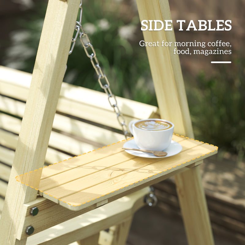 Outsunny Three-Seater Wooden Swing Bench AOSOM