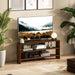 Rustic Brown Corner TV Stand for 47 Inch TV with Open Shelves for Storage and Display