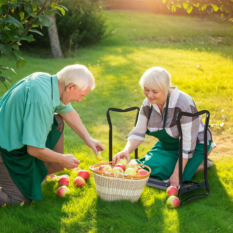 2 in 1 Garden Kneeler Seat Foldable Kneeling Pad and Support Bench Grey by Outsunny
