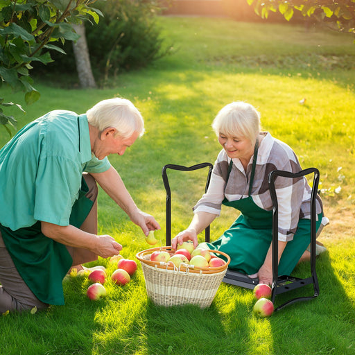 2 in 1 Garden Kneeler Seat Foldable Kneeling Pad and Support Bench Grey by Outsunny