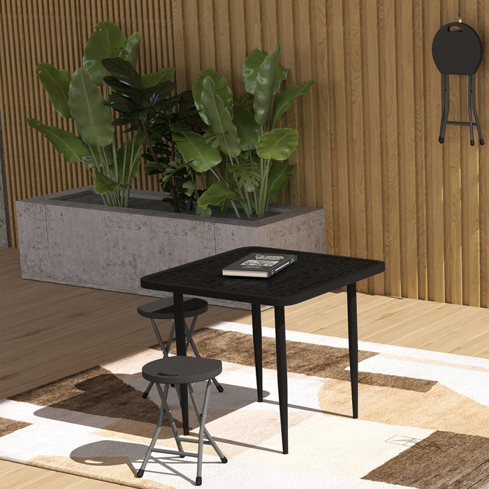 Set of Four Charcoal Grey Folding Carry Stools Lightweight and Portable by Outsunny