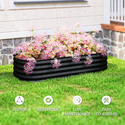Galvanised Metal Raised Garden Bed For Flowers Herbs And Vegetables With Safety Edging Black AOSOM