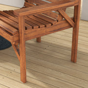 Wooden Garden Love Seat With Built In Coffee Table And Parasol Hole For Outdoors Tan Brown AOSOM