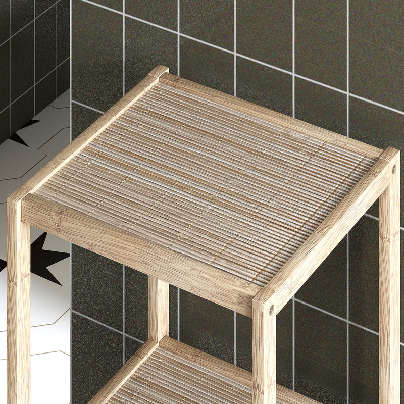 Four Tier Bamboo Bathroom Storage Shelf Natural Finish by HOMCOM