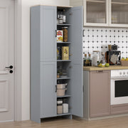 Grey Freestanding Kitchen Storage Cupboard, 4 Doors with Adjustable Shelves by HOMCOM
