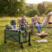 Folding Festival Trolley for Easy Family Outings and Outdoor Gear Transport Green Outsunny