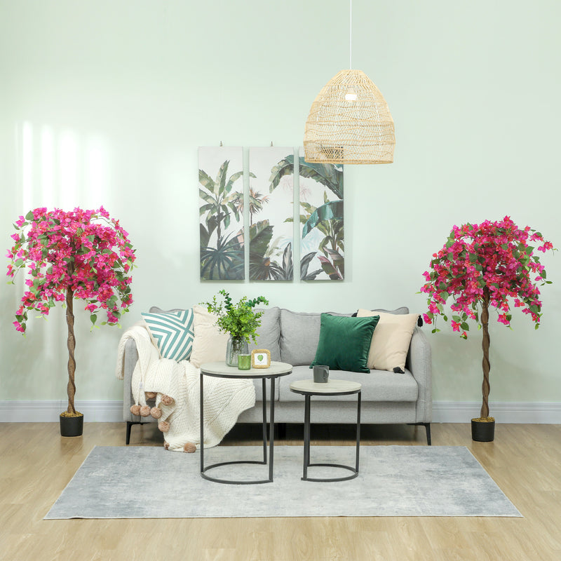 Set of 2 Artificial Murraya Plants 120cm with Purple and Red Flowers for Indoor Decor by HOMCOM