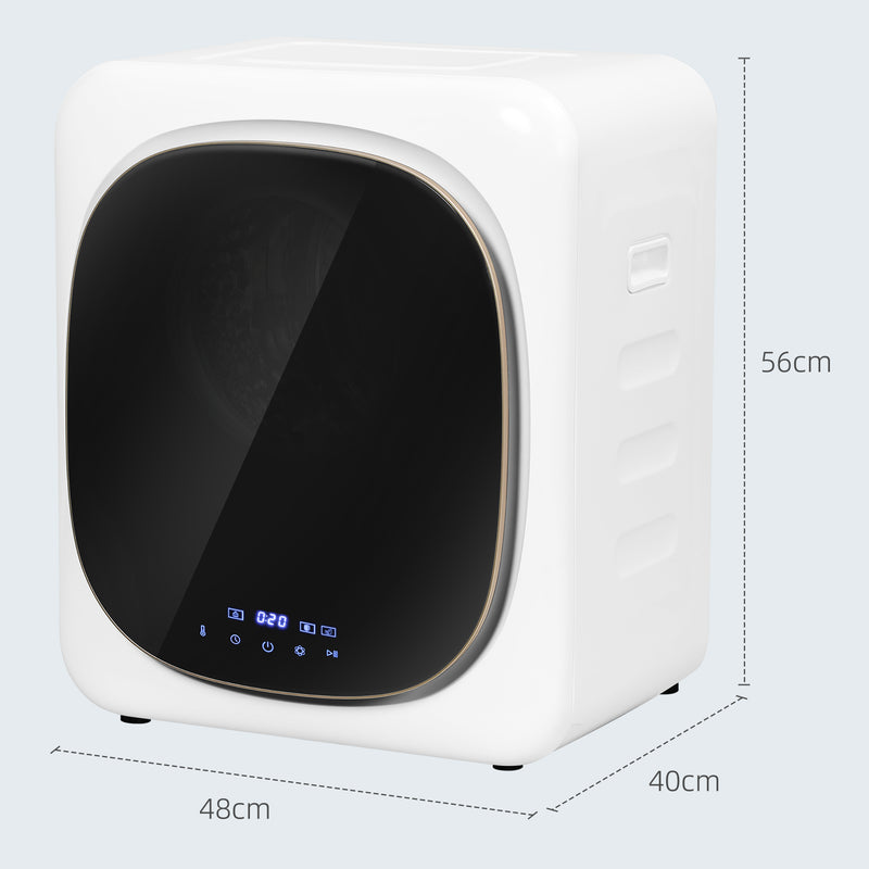 4kg Vented Tumble Dryer 800W Compact Front Load with Smart Mode White by HOMCOM AOSOM