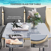 Brown Grey 6 Seater Rattan Garden Sofa Set With Cushions by Outsunny