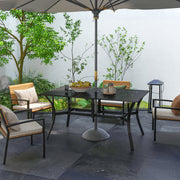 Black Rectangular Garden Dining Table with Parasol Hole Steel Frame 150cm x 90cm