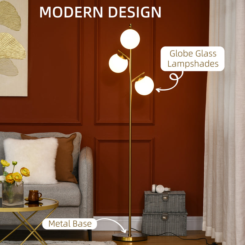 Modern Gold 3 Light Tree Floor Lamp with Adjustable Colour Temperature for Living Room