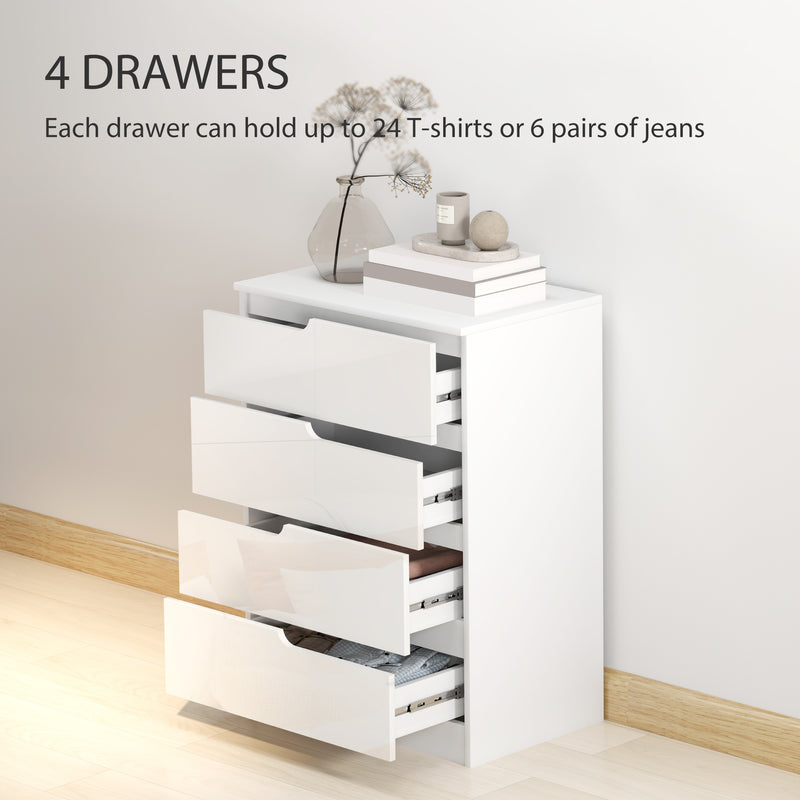 Bedroom Storage Set with 4 Drawer Chest and 2 Bedside Tables for a Tidy Room White