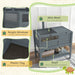 Grey Wooden Tortoise House with Shelter Run Shelf Lamp Holder and Tray by PawHut