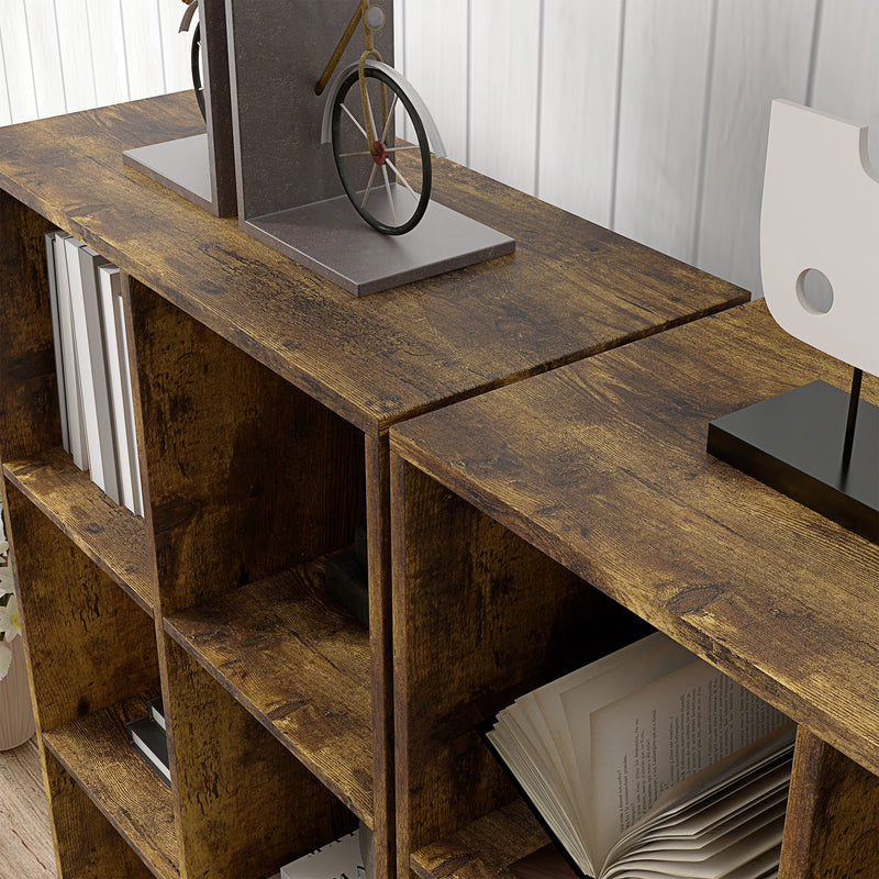 6 Cube Storage Bookshelf With Open Shelves Ideal For Living Room Or Office Rustic Brown