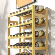42 Bottle Wooden Wine Rack Freestanding Storage Organiser for Home Bar Natural Finish