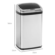 30L Motion Sensor Rubbish Bin With Soft Close Lid Ideal For Kitchen Use Silver