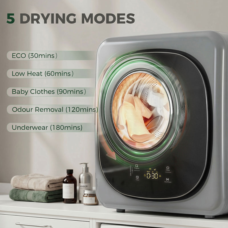 Compact Tumble Dryer for Small Flats with Space Saving Design and Hygiene Cycle Silver