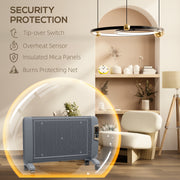 Portable Electric Space Heater with Adjustable Thermostat for Home Use 2000W, Grey