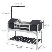 Wooden Tortoise Enclosure with Lamp Holder Storage Shelf and Two Houses, Grey