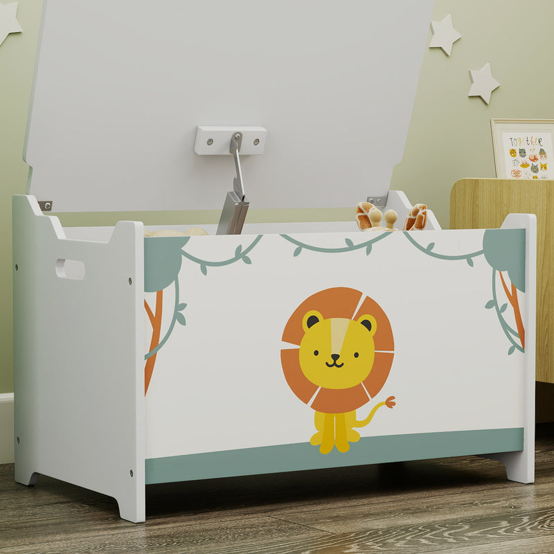 Kids Toy Storage Box With Lid and Safety Hinges Ideal for Bedroom or Playroom Green  60x37x39 cm
