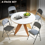 Folding Chairs Set of 4 with Padded Seats for Extra Home Seating Light Grey Outsunny