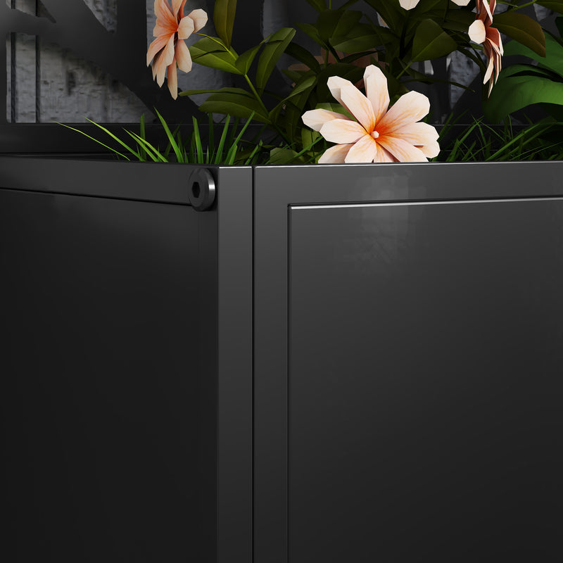 Black Metal Garden Planter With Trellis Support Ideal For Climbing Plants Outdoors