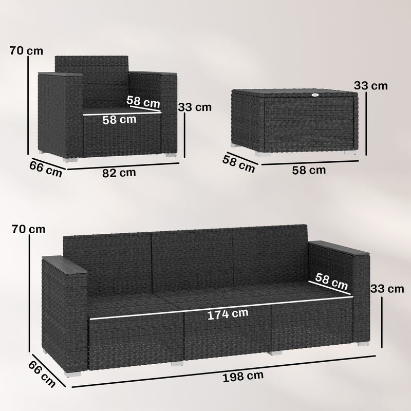 Rattan Garden Furniture Set for Relaxing and Entertaining Outdoors with Cushions Dark Grey