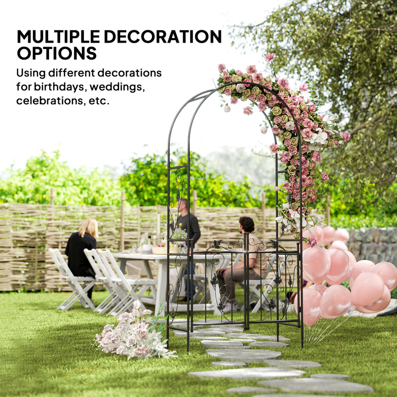 Garden Arch Trellis with Double Gate for Climbing Plants and Privacy Black Outsunny