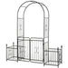 Metal Garden Arbor Arch with Double Doors and Planter Baskets Black by Outsunny