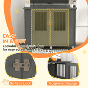 Wooden Dog Crate Table with Magnetic Door for Medium and Large Dogs Indoor Use Grey