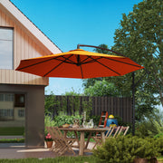 Orange 3m Overhanging Garden Parasol with Base for Outdoor Shade by Outsunny